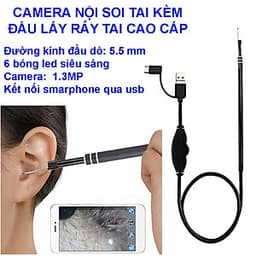 Dụng Cụ Lấy Ráy Tai Thông Minh, Camera Nội Soi Lấy Ráy Tai INTELLHAWK - HÀNG CHÍNH HÃNG, Kèm Bộ Đầu Lấy Ráy Tai, Soi Tai Mũi Họng Chuyên Nghiệp