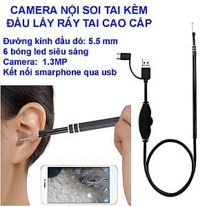 Dụng Cụ Lấy Ráy Tai Thông Minh, Camera Nội Soi Lấy Ráy Tai INTELLHAWK - HÀNG CHÍNH HÃNG, Kèm Bộ Đầu Lấy Ráy Tai, Soi Tai Mũi Họng Chuyên Nghiệp