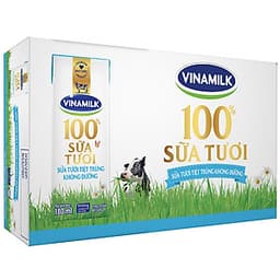 Thùng 48 Hộp Sữa Tươi Tiệt Trùng Vinamilk 100% Không Đường (180ml / Hộp)