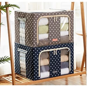 Bộ 2 Túi Đựng Chăn Màn - Túi Quần Áo Khung Sắt Gấp Gọn 2 Chiếc Cao Cấp Amalife (Giao màu ngẫu nhiên)