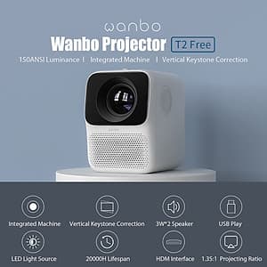 Máy Chiếu Mini Xiaomi Youpin Wanbo T2 Free 1080P 150Ansi Lcd 40-120Inch