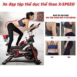 Xe đạp thể dục thể thao - xe đạp tập thể dục thể thao tại nhà X-SPEED tặng bóng bàn luyện phản xạ cao cấp + đồng hồ đo chỉ số + bình nước thể thao