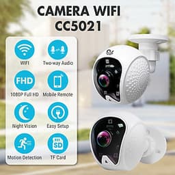 Camera Ip Wifi Quan Sát Gắn Tường Model CC5021, Góc Nhìn Cực Rộng, Độ Phân Giải 2.0Mpx FULL HD, Hình Ảnh Rõ Nét, Kèm Thẻ 32Gb - Chính Hãng