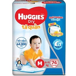 Combo 3 Gói Tã Quần Huggies Dry Gói Cực Đại M74 (74 Miếng) - Bao Bì Mới