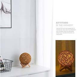 Đèn Ngủ Quả Cầu Mây Để Bàn SPEVI - Điều Chỉnh Độ Sáng, Làm Đèn Ngủ Trang Trí, Quà Sinh Nhật Cực Đáng Yêu, Đầu USB, Adapter USB Tiện Lợi, Đế Gỗ Xếp Sang Trọng, Bóng Đèn Led Vô Cùng Tiết Kiệm Điện - Hàng Chính Hãng