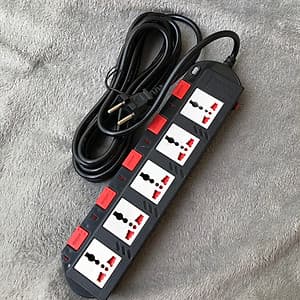 Ổ Cắm 5 Lỗ 3 Chấu Dây 5 Mét Điện Quang ĐQ ESK 5B.SM750SL - Đen Trắng Đỏ