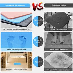 Thảm nhà tắm Royal Ely siêu thấm nước, khô chân nhanh chóng, chống trơn trượt - Hàng chính hãng 