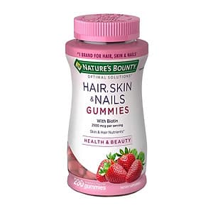 Kẹo dẻo bổ sung biotin đẹp da, tóc, móng Nature's Bounty Hair, Skin & Nails Gummies 230 Viên (Vị dâu) - Nhập khẩu Mỹ