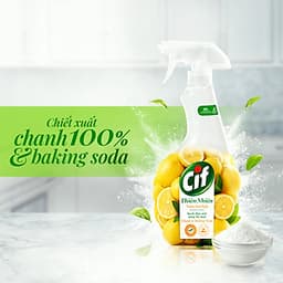 Combo 2 Nước Lau Bếp Cif Thiên Nhiên 500ml Chanh & Baking Soda Sạch Dầu Mỡ An Toàn