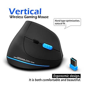 Chuột Quang Chơi Game Không Dây Dạng Đứng Zelotes F-35A - Đen (2100DPI) (2.4G)