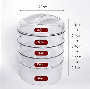 Lồng Bảo Quản Thực Phẩm Giữ Nhiệt, Chống Côn Trùng 4 Tầng 5 Ngăn Hiệu BUCOOK