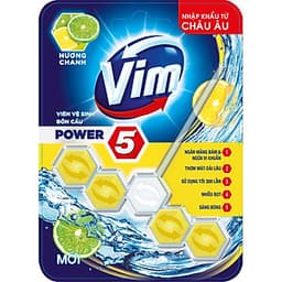 Combo 5 Viên Tẩy Bồn Cầu Vim Power 5 Hương Chanh 55g Sạch Khuẩn Thơm Mát