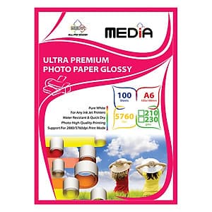 Giấy In Ảnh Media 1 Mặt Bóng A6 200gsm 100 Tờ - Hàng chính hãng