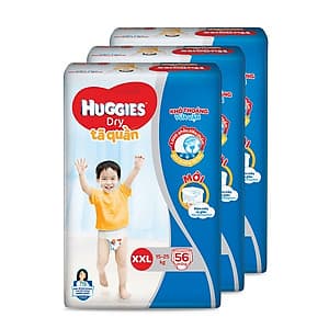 Combo 3 Tã quần Huggies Dry Pants Super Jumbo XXL56 (trên 16kg)  - Gói 56 miếng