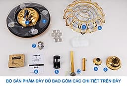 Quạt trần đèn trang trí phòng khách đẹp hiện đại - HLFAN003