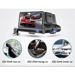 Camera hành trình ô tô 3 mắt Camera T03 (trước, trong, sau xe), Màn hình 4 inch FHD 1080P - Hàng nhập khẩu