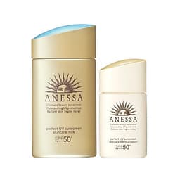 Bộ đôi Kem chống nắng dưỡng da dạng sữa bảo vệ hoàn hảo Anessa Perfect UV Sunscreen Skincare Milk SPF 50+ PA++++ 60ml + Kem nền trang điểm BB chống nắng dưỡng da Anessa SPF 50+ PA++++ 25ml