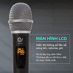 Bộ 2 Micro Không Dây Karaoke Cực Hay MU02 Màu Xám, Kết Nối Với Loa Kéo, Amply Bằng Cổng MIC 6. Chính Hãng