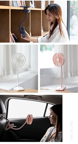 Quạt Mini Tích Điện Kẹp Gấp Di Động Điều Chỉnh Góc Gió Linh Hoạt GF-28