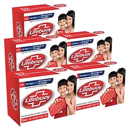 Combo 5 Xà Phòng Sạch Khuẩn Lifebuoy Bạo Vệ Vượt Trội 10 (90G X5)
