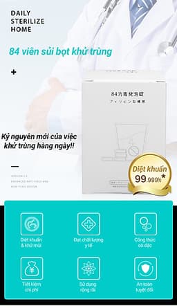 Hộp 84 Viên Sủi Bọt Khử Trùng Nhật Bản Đa Năng - Dùng Vệ Sinh Nhà Cửa, Dùng Làm Nước Lau Nhà, Nước Lau Kính, Nước Lau Nhà Bếp Siêu Sạch Và Tiện Lợi Công Nghệ Tiên Tiến Dạng Nén Thế Hệ 2 Tiết Kiệm Chi Phí - Hàng Chính Hãng