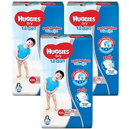 Combo 3 Gói Tã Dán Huggies Dry Gói Cực Đại XXL56 (56 Miếng) - Bao Bì Mới
