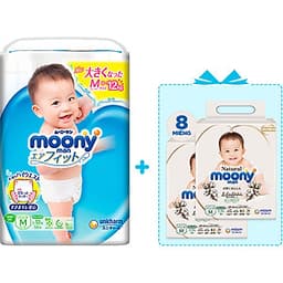 Tã Quần Cao Cấp Moony Nhật Bản M58 - [Tặng 8 Miếng Moony Natural Cùng Size]