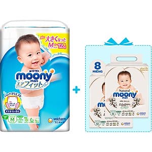 Tã Quần Cao Cấp Moony Nhật Bản M58 - [Tặng 8 Miếng Moony Natural Cùng Size]