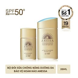 Bộ Đôi Kem chống nắng dưỡng da dạng sữa kiềm dầu khô thoáng hoàn hảo siêu tiết kiệm Anessa Gold Milk 60ml + Gold Milk 20ml