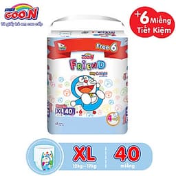 Tã Quần Goon Friend Doremon Gói Cực Đại XL40 (40 Miếng) + Tặng Thêm 6 Miếng Tiết Kiệm Hơn