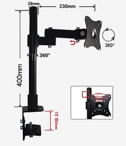 Giá treo màn hình xoay 360 độ - Chân đứng - Tay dài 23 cm, kẹp bàn, hàng nhập khẩu