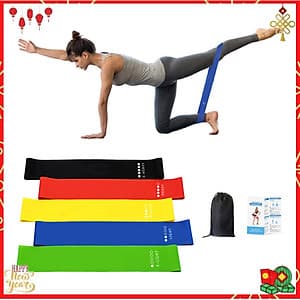 Bộ 5 dây đàn hồi tập gym, dây đàn hồi  mini band tập yoga dây đàn hồi kháng lực cao cấp, dây đàn hồi tập thể dục Cleacco ( bộ 5 dây đủ màu trong 1 túi )
