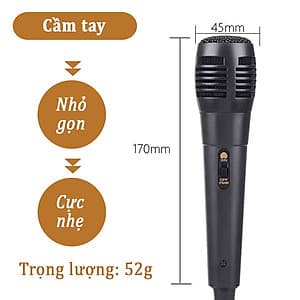 Micro có dây karaoke jack 6.5mm nhỏ gọn dùng cho loa bluetooth, loa di động