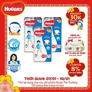 Combo 3 Gói Tã Dán Huggies Dry Gói Cực Đại XL62 (62 Miếng) - Bao Bì Mới