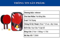 Bộ 2 Vợt Bóng Bàn Chính Hãng miDoctor + Túi Đựng Vợt Bóng Bàn + 3 Bóng 
