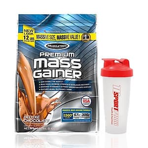 Sữa tăng cân nhanh Premium Mass Gainer 12lbs (5,4kg) - Bao bì mới - Hàng chính hãng Muscletech USA - Kèm quà tặng