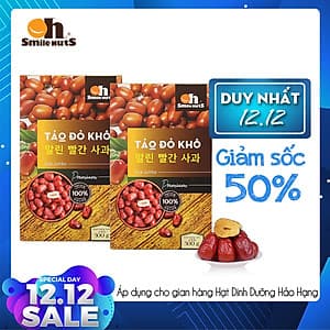 Combo 2 Hộp Táo Đỏ Khô Cao Cấp Smile Nuts (500g/hộp)