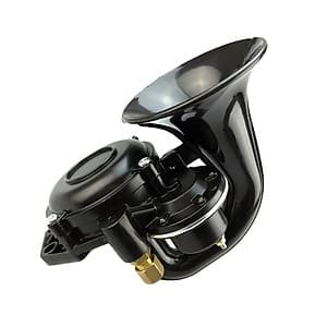 12V/24V 120DB Loud Single Trumpet Snail Air Horn Siren Waterproof Speaker Universal For Car Truck Bus Van - Black