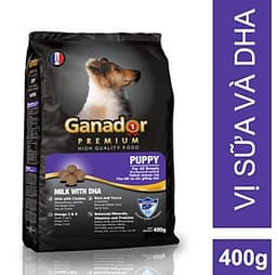 Combo 5 gói thức ăn cho chó con Ganador vị sữa & DHA Puppy Milk with DHA 400 gram