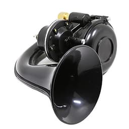 12V/24V 120DB Loud Single Trumpet Snail Air Horn Siren Waterproof Speaker Universal For Car Truck Bus Van - Black
