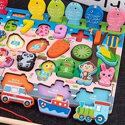 Bảng gỗ cho bé,Bộ Đồ Chơi Câu Cá Và Ghép Số Học Đếm 63 Chi Tiết Cho Bé giúp phát triển trí tuệ