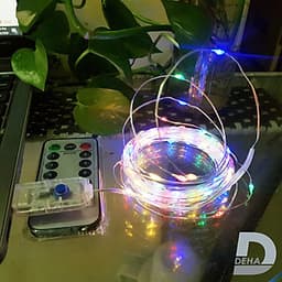 Dây đèn led đom đóm DEHA trang trí nguồn USB kèm điều khiển 8 chế độ nháy nhiều màu