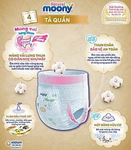 COMBO 2 Bỉm - Tã quần Moony Natural size XL 32 miếng (cho bé 12-22kg)