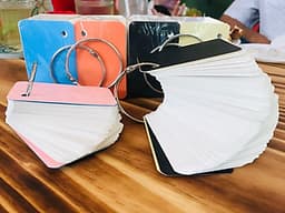 combo 5 bộ flashcard trắng ivory cao cấp 5x8cm định lượng 350gsm siêu dày bo góc siêu đẹp Bộ Thẻ Ghi Nhớ 500 thẻ học từ vựng Anh Nhật Hàn Trung Đức Pháp bo góc siêu đẹp tặng kèm khoen + BÌA CỨNG 3D