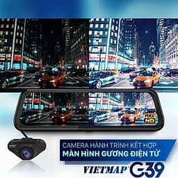 Vietmap G39 - Camera hành trình Dạng gương TRÀN VIỀN điện tử thông minh  - HÀNG CHÍNH HÃNG