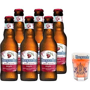Lốc 6 chai Hoegaarden Rosee Xứng Bia Vừa Bữa (248ml/chai) + 1 ly thủy tinh
