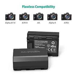 Bộ 2 pin 1 sạc RAVPower for Sony FZ100 (SONY A9, A7R III, A7 III) - Hàng chính hãng