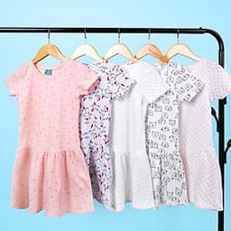 Váy Bé Gái 3-12 Tuổi Ngắn Tay MEEJENA Váy Cho Bé Gái Đủ Họa Tiết Vải Thun Hoa - 1571