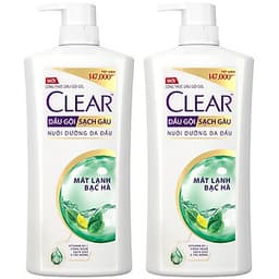 Combo 02 Dầu Gội Hỗ Trợ Trị Gàu Clear Mát Lạnh Bạc Hà 880g