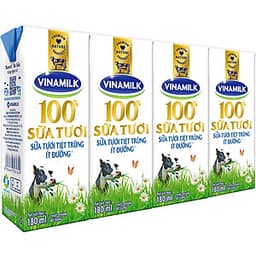 Thùng 48 Hộp Sữa Tươi Tiệt Trùng Vinamilk 100% Ít Đường (180ml)